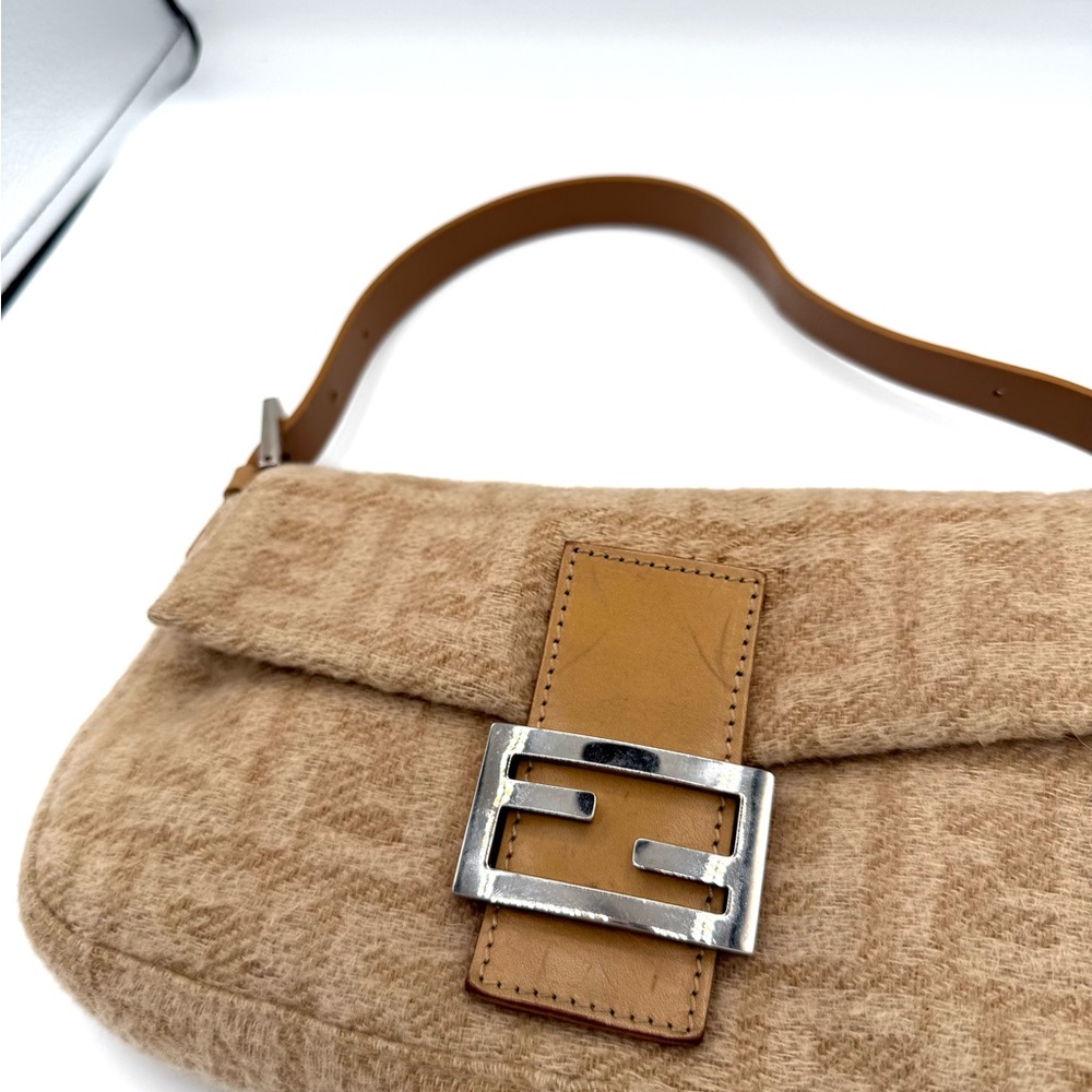 Fendi Zucca Cashmere Brown Baguette Shoulder Bag - Picture 6 of 12